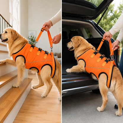 Full-Body Dog Harness for Mobility Support with Handle, featuring an adjustable lift assist vest designed to help dogs with weak hind legs. 2