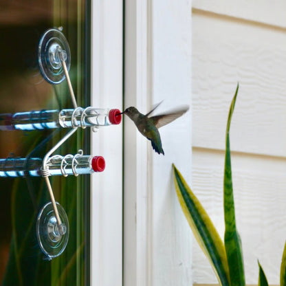 Geometric Window Hummingbird Feeder – Modern Copper and Aluminum Design with Easy-Fill Bottles for Hummingbird Nectar 0