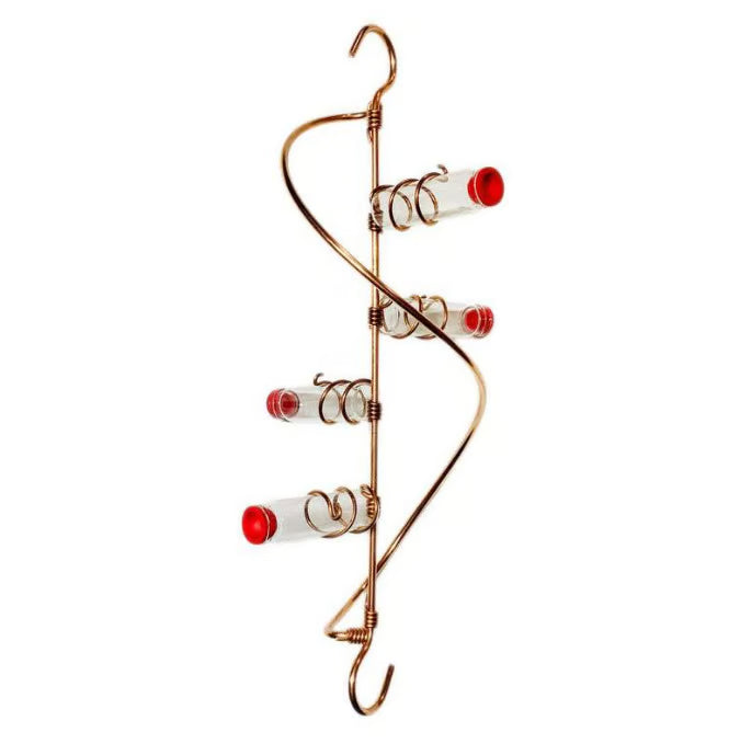 Geometric Window Hummingbird Feeder – Modern Copper and Aluminum Design with Easy-Fill Bottles for Hummingbird Nectar 1