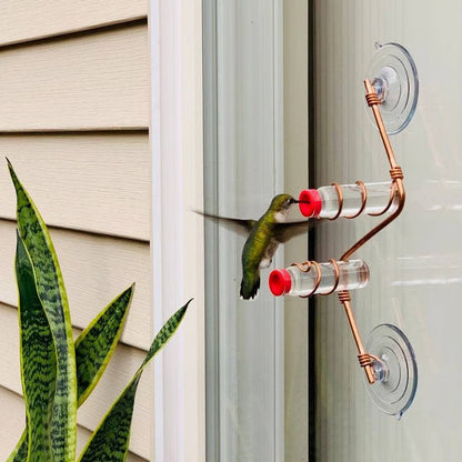 Geometric Window Hummingbird Feeder – Modern Copper and Aluminum Design with Easy-Fill Bottles for Hummingbird Nectar 2