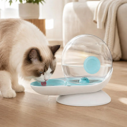 Gravity Pet Waterer with Automatic Refill System, 2.8L capacity, designed for cats and small dogs, featuring a stylish fountain design for 1