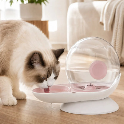 Gravity Pet Waterer with Automatic Refill System, 2.8L capacity, designed for cats and small dogs, featuring a stylish fountain design for 10