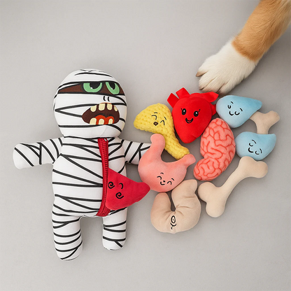 Halloween Mummy Dog Toy with Squeaky Organs – Fun Plush Chew Toy for Dogs 0