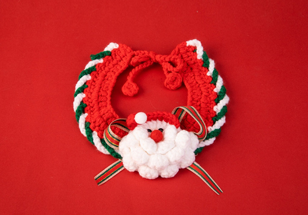 Handmade Christmas Knit Pet Collar for Cats and Small Dogs – Festive Holiday Scarf with Soft Comfortable Design 0