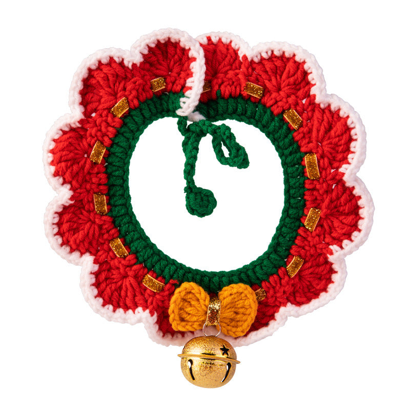 Handmade Christmas Knit Pet Collar for Cats and Small Dogs – Festive Holiday Scarf with Soft Comfortable Design 1