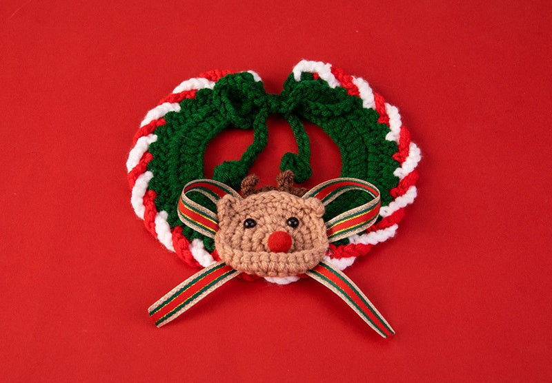 Handmade Christmas Knit Pet Collar for Cats and Small Dogs – Festive Holiday Scarf with Soft Comfortable Design 3