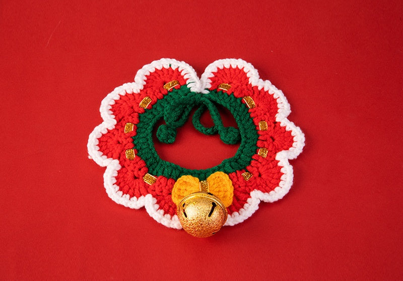 Handmade Christmas Knit Pet Collar for Cats and Small Dogs – Festive Holiday Scarf with Soft Comfortable Design 4