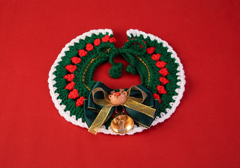 Handmade Christmas Knit Pet Collar for Cats and Small Dogs – Festive Holiday Scarf with Soft Comfortable Design 5