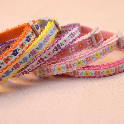 Handmade Floral Pattern Pet Collar – Adjustable and Colorful for Cats and Puppies 4