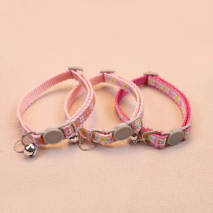 Handmade Floral Pattern Pet Collar for Cats and Puppies – Adjustable with Bell 3