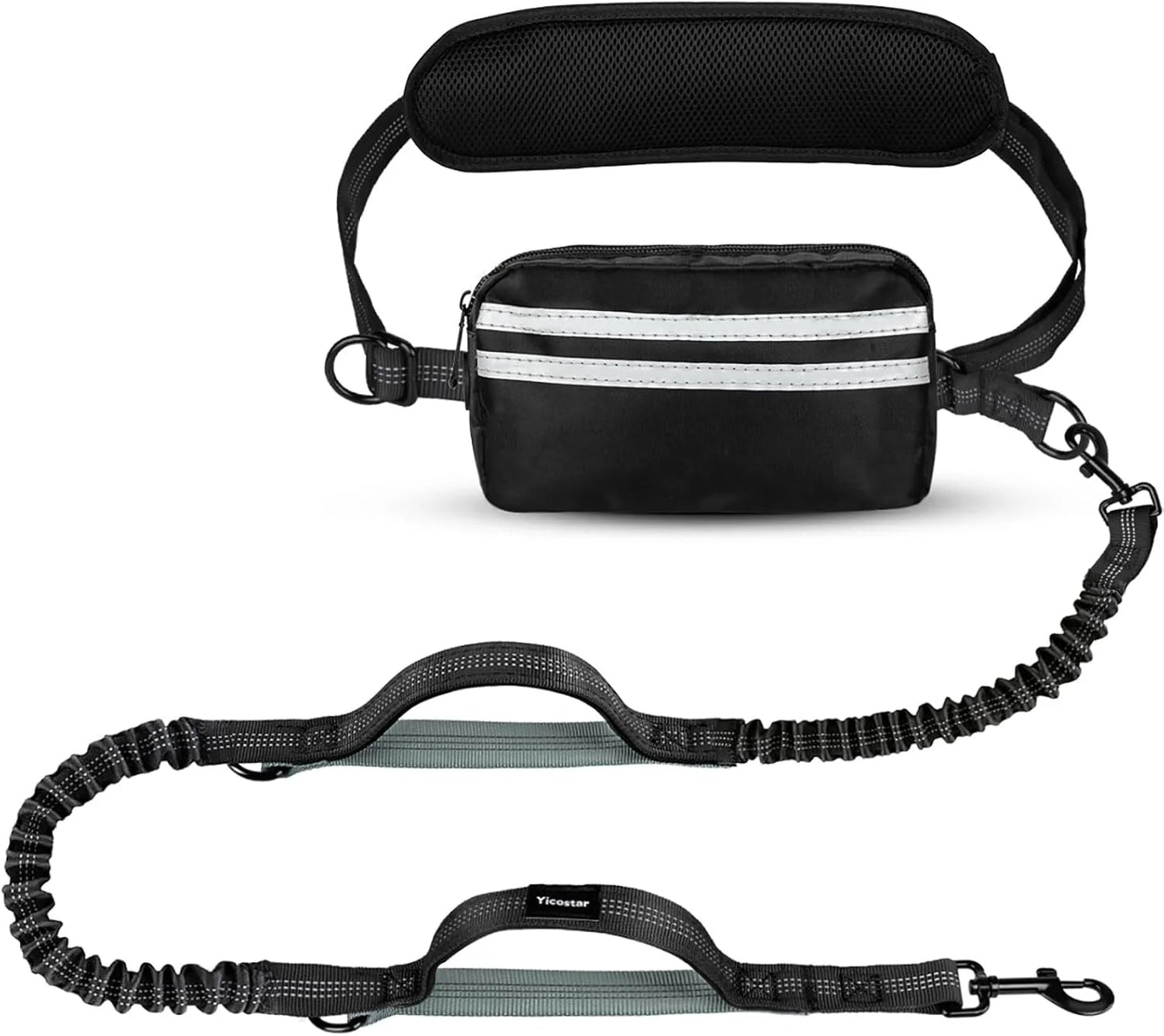 Hands-Free Dog Leash with Adjustable Waistband and Storage Bag – Dual Control for Two Dogs 0
