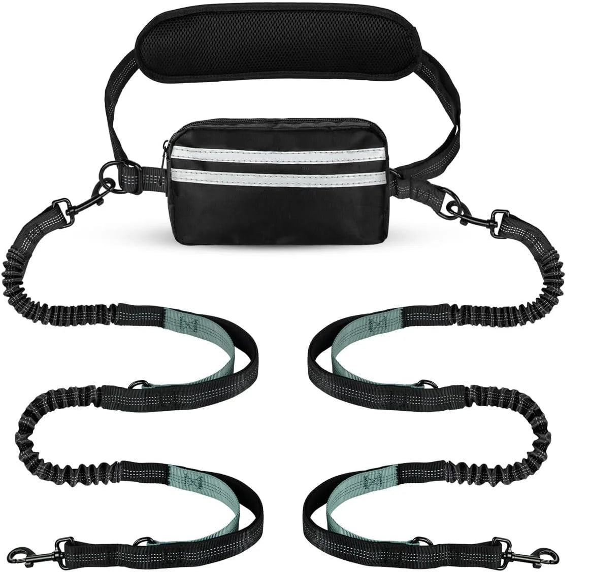 Hands-Free Dog Leash with Adjustable Waistband and Storage Bag – Dual Control for Two Dogs 1