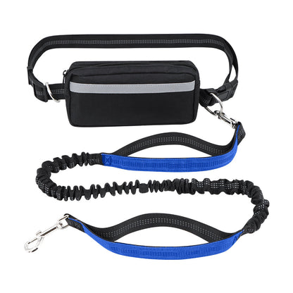 Hands-free dog leash featuring a double handle and reflective bungee design, equipped with an adjustable waist belt for safe and comfortable walking with your pet. 3