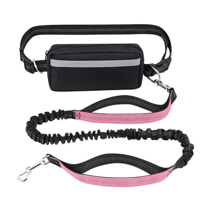 Hands-free dog leash featuring a double handle and reflective bungee design, equipped with an adjustable waist belt for safe and comfortable walking with your pet. 5