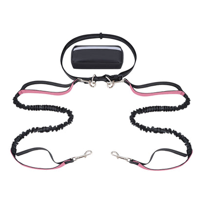 Hands-free dog leash featuring a double handle and reflective bungee design, equipped with an adjustable waist belt for safe and comfortable walking with your pet. 7