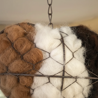 Hanging Bird Nesting Heart Decor with Natural Alpaca Fiber – Rustic Outdoor Garden Ornament 8