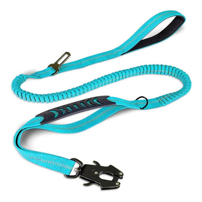 Heavy-Duty Bungee Dog Leash with Reflective Safety, Shock Absorbing, and Car Seat Belt Attachment for Large Dogs 11