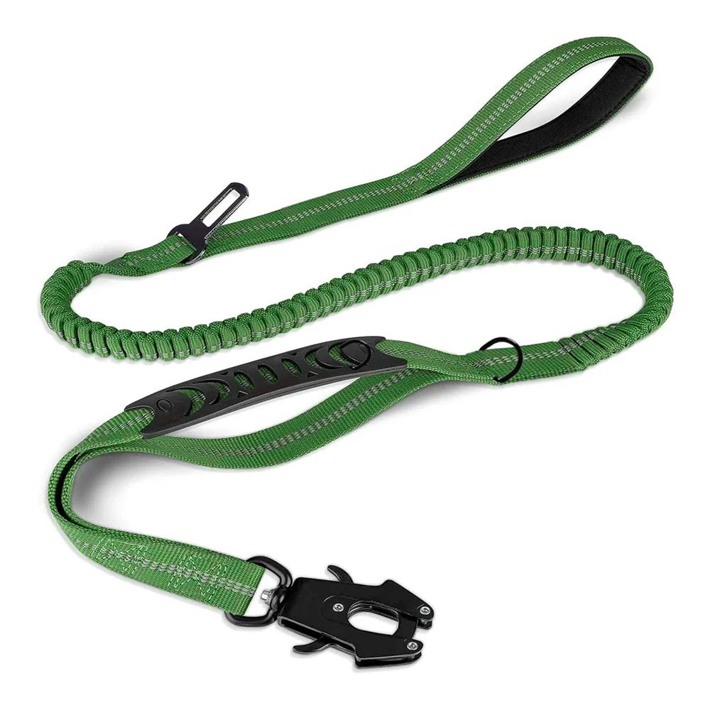 Heavy-Duty Bungee Dog Leash with Reflective Safety, Shock Absorbing, and Car Seat Belt Attachment for Large Dogs 13