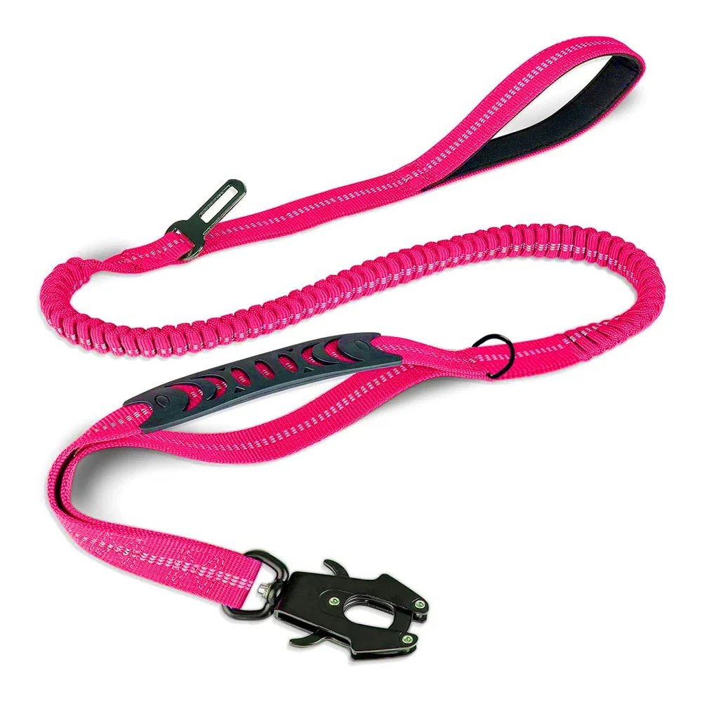 Heavy-Duty Bungee Dog Leash with Reflective Safety, Shock Absorbing, and Car Seat Belt Attachment for Large Dogs 14