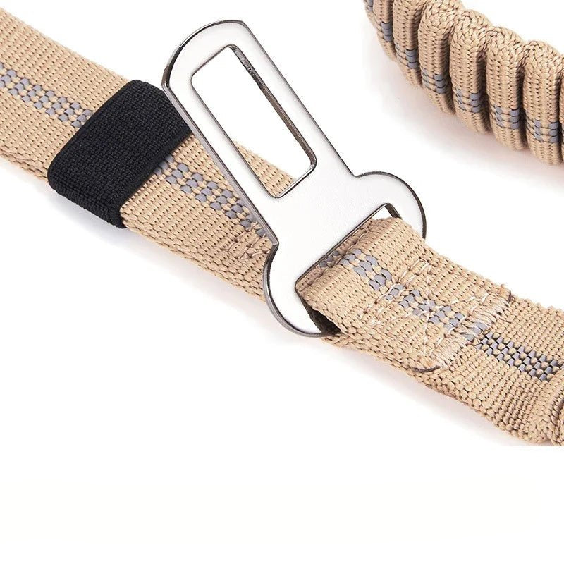 Heavy-Duty Bungee Dog Leash with Reflective Safety, Shock Absorbing, and Car Seat Belt Attachment for Large Dogs 5