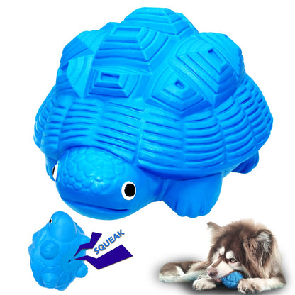 Heavy duty blue rubber dog toy designed for aggressive chewers, featuring a squeaker, perfect for large dogs. 6