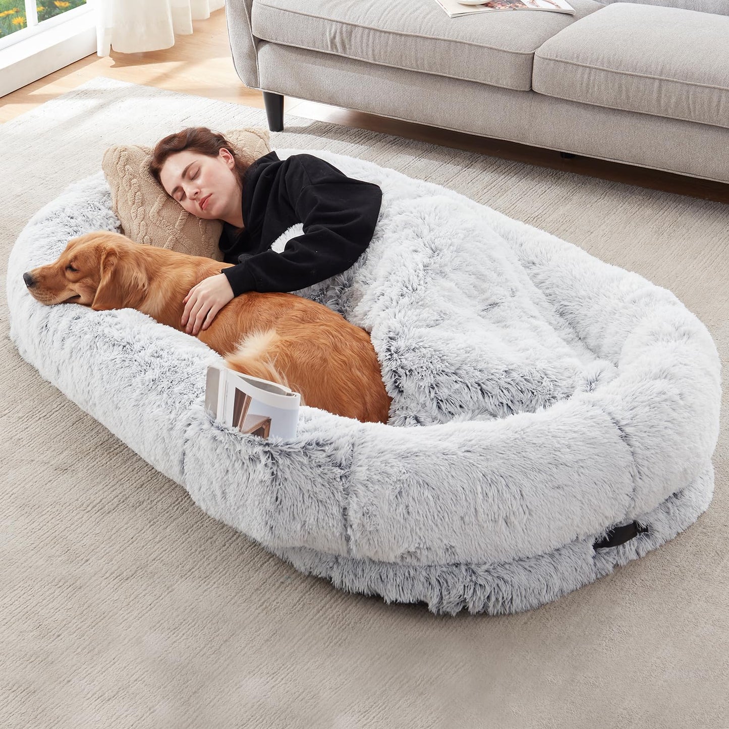 Human-Sized Dog Bed with Soft Cotton and High-Density Foam – Cozy Relaxation for You and Your Pet 0