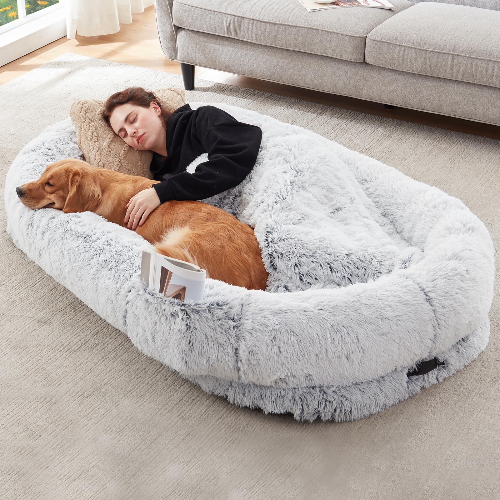 Human-Sized Dog Bed with Soft Cotton and High-Density Foam – Cozy Relaxation for You and Your Pet 0