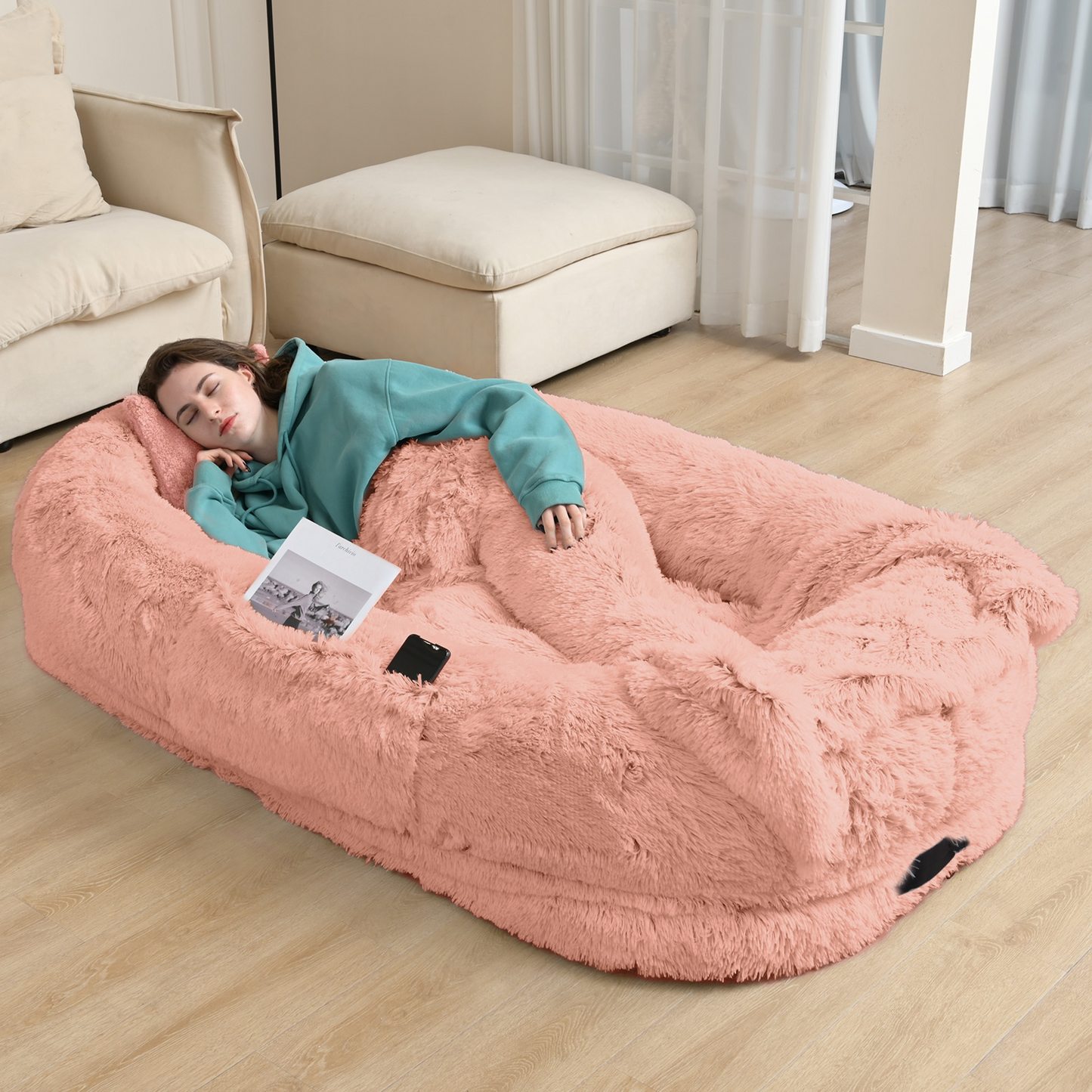 Human-Sized Dog Bed with Soft Cotton and High-Density Foam – Cozy Relaxation for You and Your Pet 11