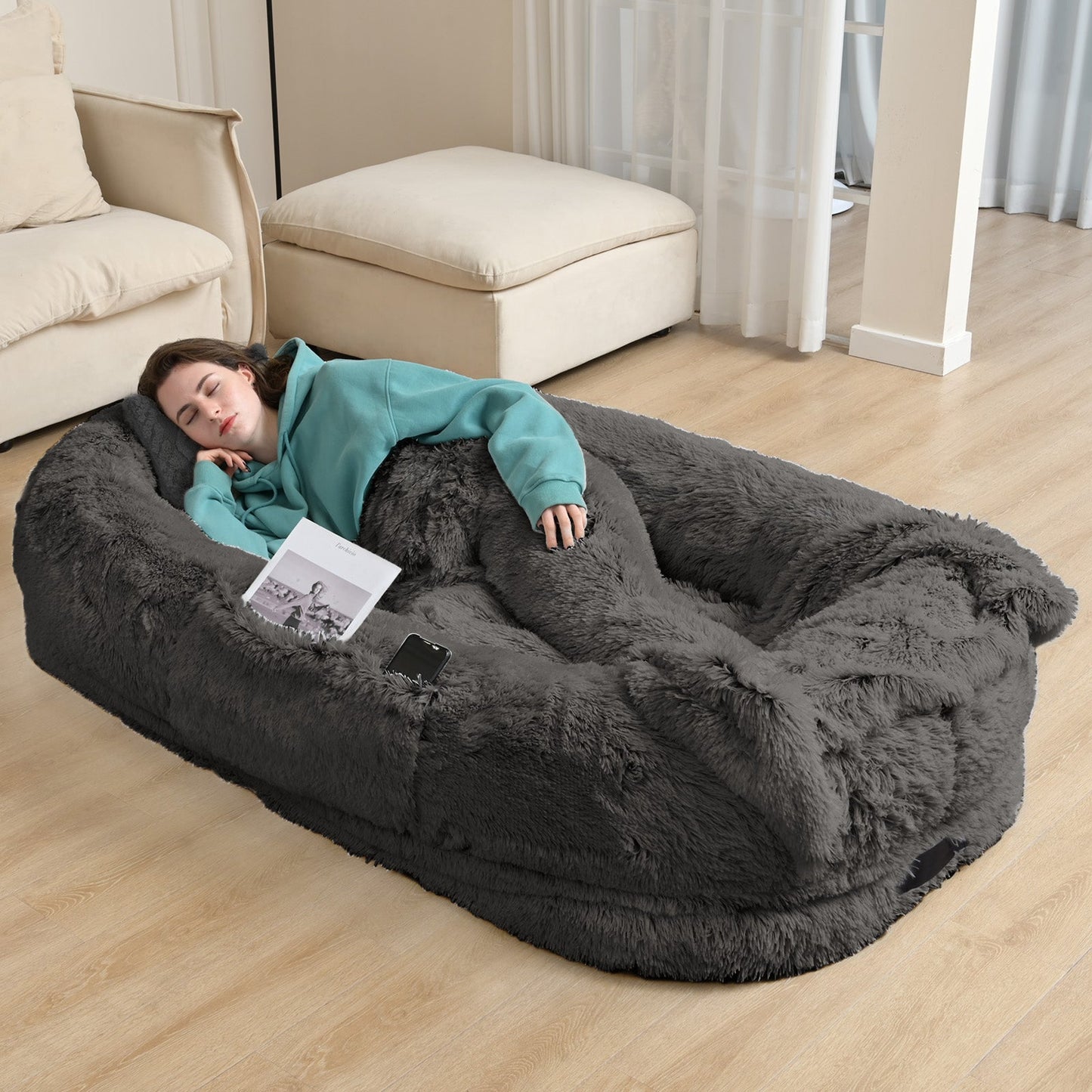 Human-Sized Dog Bed with Soft Cotton and High-Density Foam – Cozy Relaxation for You and Your Pet 9