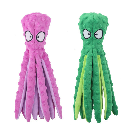 Indestructible Dog Toy for Aggressive Chewers with Squeaker – Stuffing-Free Octopus Design 0