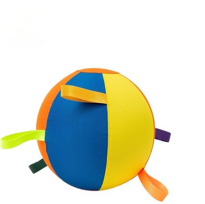 Inflatable dog toy designed for outdoor play, featuring a durable push and chase design in bright colors for easy visibility. 5