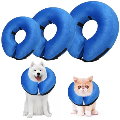 Inflatable Protective Collar for Dogs and Cats – Soft Recovery Cone, Adjustable Size, Washable Plush Cover 1