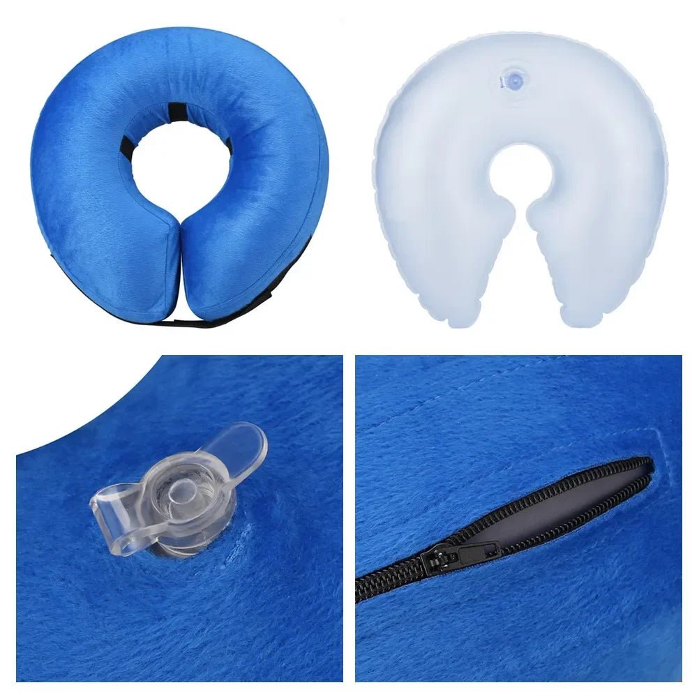 Inflatable Protective Collar for Dogs and Cats – Soft Recovery Cone, Adjustable Size, Washable Plush Cover 3