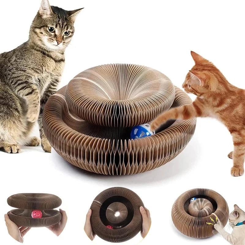 Interactive Cardboard Cat Scratcher with Foldable Magic Organ Design – Durable Scratch Post for Cats 0