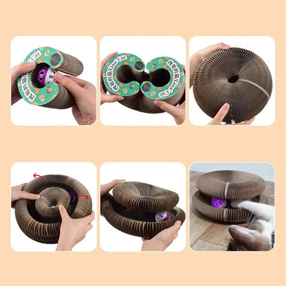 Interactive Cardboard Cat Scratcher with Foldable Magic Organ Design – Durable Scratch Post for Cats 4