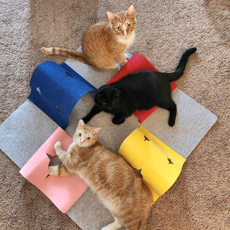 Interactive Cat Activity Play Mat with Tunnels – Portable and Durable Felt Design 1