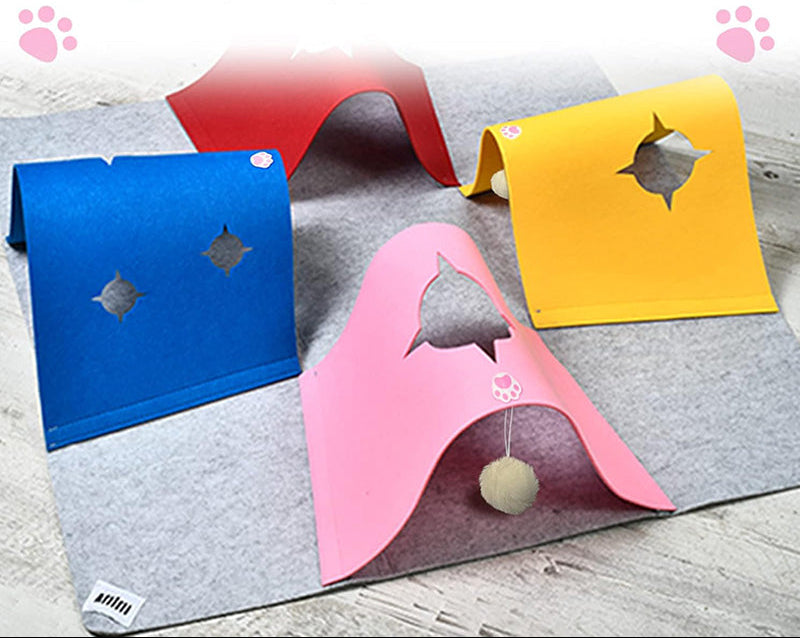 Interactive Cat Activity Play Mat with Tunnels – Portable and Durable Felt Design 4