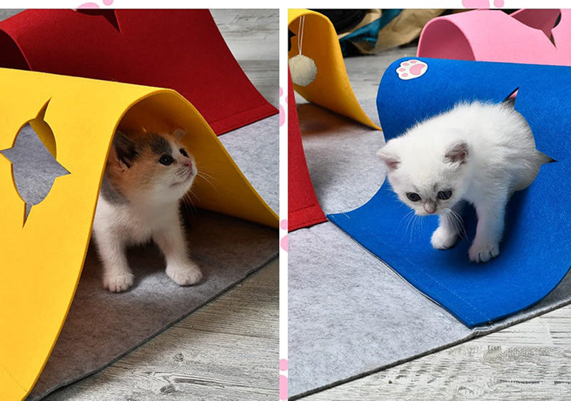 Interactive Cat Activity Play Mat with Tunnels – Portable and Durable Felt Design 5