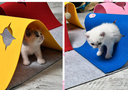 Interactive Cat Activity Play Mat with Tunnels – Portable and Durable Felt Design 5