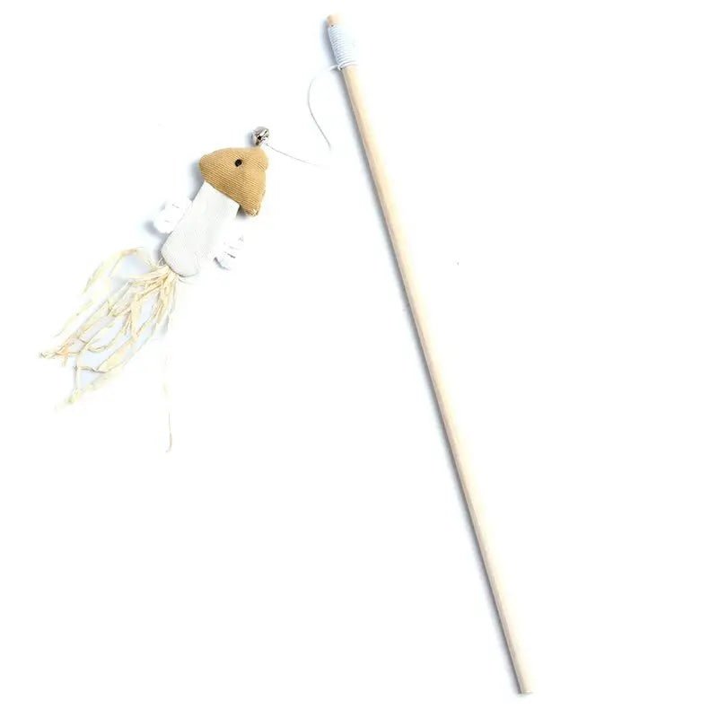 Interactive Cat Feather Rod Toy – 40 cm Wooden Stick with Flexible Spring Hanger for Engaging Play and Exercise 10