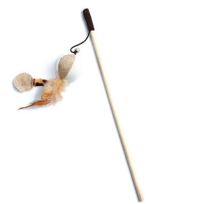 Interactive Cat Feather Rod Toy – 40 cm Wooden Stick with Flexible Spring Hanger for Engaging Play and Exercise 11