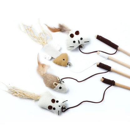 Interactive Cat Feather Rod Toy – 40 cm Wooden Stick with Flexible Spring Hanger for Engaging Play and Exercise 5