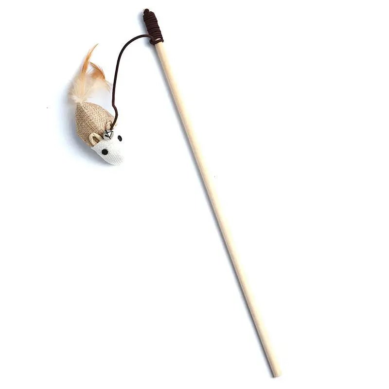 Interactive Cat Feather Rod Toy – 40 cm Wooden Stick with Flexible Spring Hanger for Engaging Play and Exercise 9