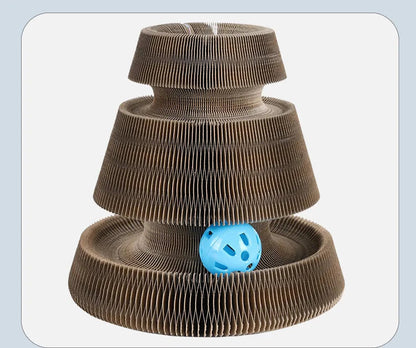 Interactive Cat Scratching Tower with Durable Corrugated Surface and Spinning Balls - Cat Tree Scratching Post for Play and Claw Care 2