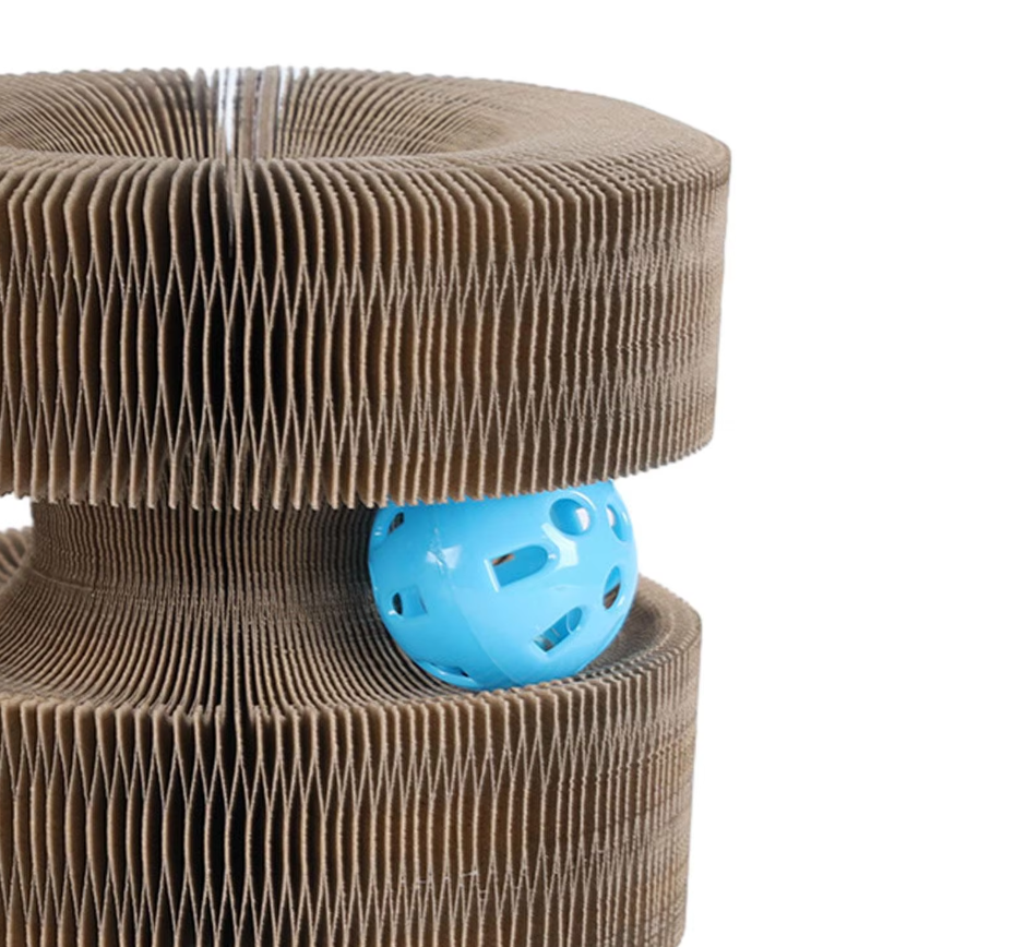 Interactive Cat Scratching Tower with Durable Corrugated Surface and Spinning Balls - Cat Tree Scratching Post for Play and Claw Care 4