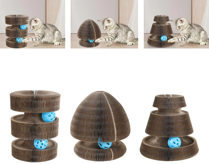 Interactive Cat Scratching Tower with Durable Corrugated Surface and Spinning Balls - Cat Tree Scratching Post for Play and Claw Care 5