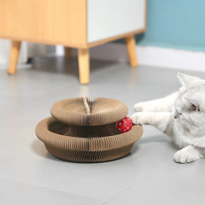 Interactive Cat Toy 3-in-1 Scratching Board with Moving Ball for Kittens and Cats - Durable Cardboard Play Structure 3