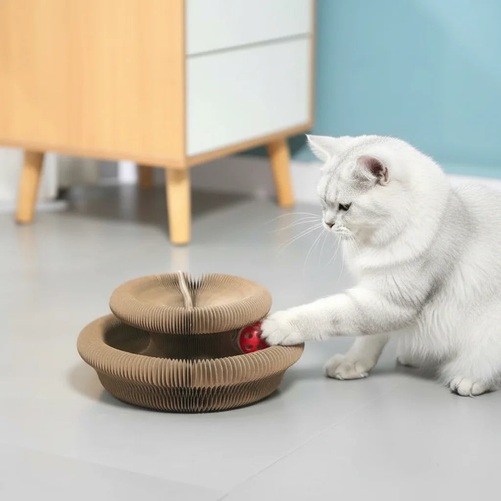 Interactive Cat Toy 3-in-1 Scratching Board with Moving Ball for Kittens and Cats - Durable Cardboard Play Structure 5