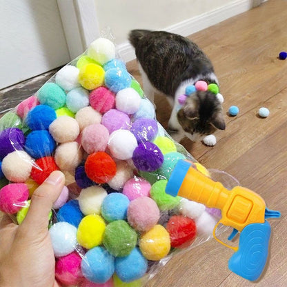 Interactive Cat Toy Ball Launcher with 30 Plush Balls – Manual Control for Custom Play and Exercise 1