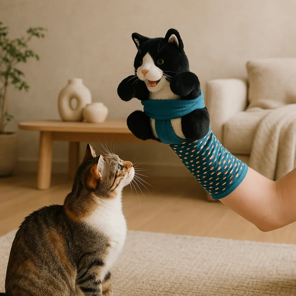 Interactive Cat Toy Glove with Movable Paws – Scratch-Resistant Double-Layer Oxford Nylon for Safe Play 0
